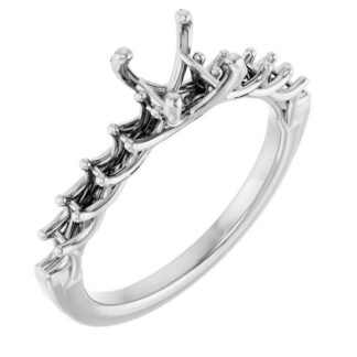 18K White 6.5 mm Round Engagement Ring Mounting