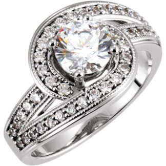 14K Rose 6.5 mm Round Engagement Ring Mounting