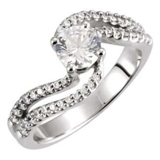 14K Rose 5.8 mm Round Accented Engagement Ring Mounting