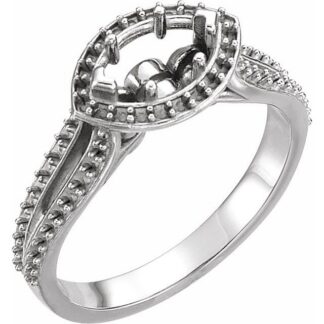 14K X1 White 10x5 mm Marquise Halo-Style Engagement Ring Mounting