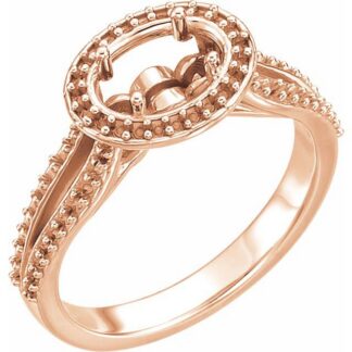 14K Rose 7.5x5.5 mm Oval Halo-Style Engagement Ring Mounting