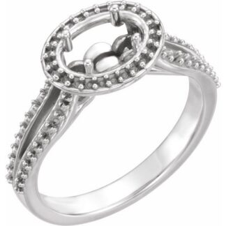 14K X1 White 7x5 mm Oval Halo-Style Engagement Ring Mounting
