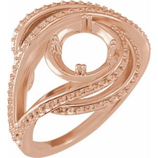 18kt Rose 5.2 mm Round Accented Engagement Ring Mounting