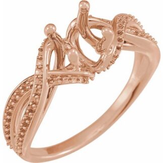 18kt Rose 5.2 mm Round Accented Engagement Ring Mounting