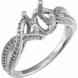 14kt X1 White 5.8 mm Round Accented Engagement Ring Mounting