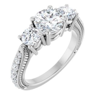 14K Rose 6.5 mm Round Accented Engagement Ring Mounting