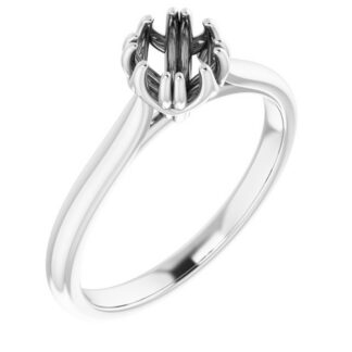 14K X1 White 5.8 mm Round Solitaire Engagement Ring Mounting