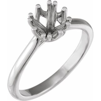 14K X1 White 6.5 mm Round Solitaire Engagement Ring Mounting