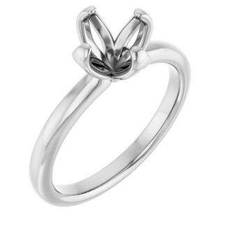 14K X1 White 7.4 mm Round Engagement Ring Mounting