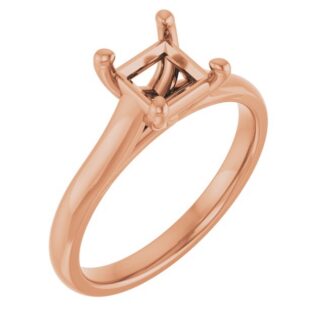 18K Rose 5.5x5.5 mm Square Solitaire Engagement Ring Mounting