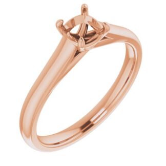 18K Rose 5x5 mm Cushion Solitaire Engagement Ring Mounting