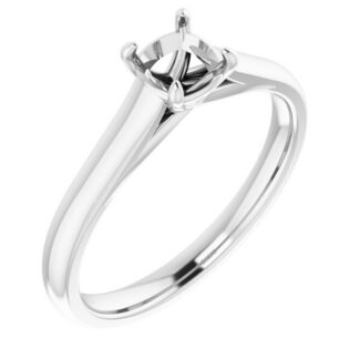 14K X1 White 5x5 mm Cushion Solitaire Engagement Ring Mounting