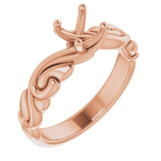 18kt Rose 5x5 mm Cushion Engagement Ring Mounting