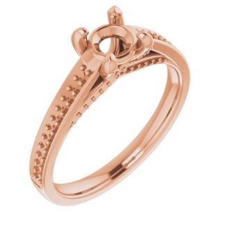 14K Rose 5.2 mm Round Accented Engagement Ring Mounting