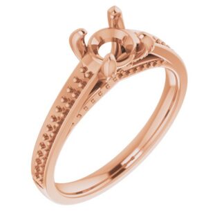 14K Rose 5.8 mm Round Accented Engagement Ring Mounting