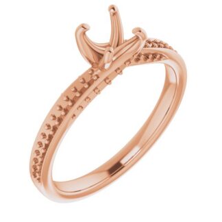 18K Rose 5.2 mm Round Accented Engagement Ring Mounting