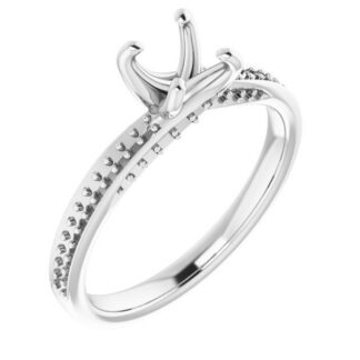14K X1 White 5.8 mm Round Accented Engagement Ring Mounting