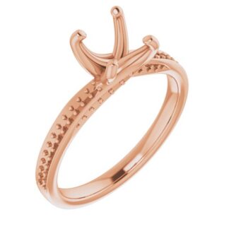 18K Rose 7.4 mm Round Accented Engagement Ring Mounting