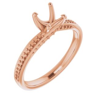 18K Rose 4.5x4.5 mm Square Accented Engagement Ring Mounting