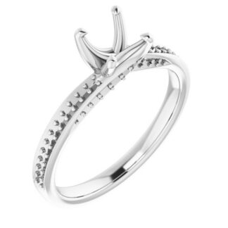 14K X1 White 4.5x4.5 mm Square Accented Engagement Ring Mounting