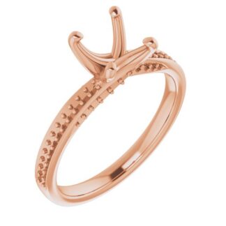 18K Rose 5.5x5.5 mm Square Accented Engagement Ring Mounting