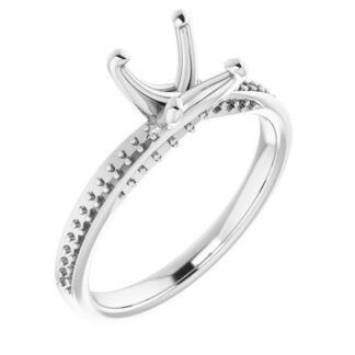 14K X1 White 5.5x5.5 mm Square Accented Engagement Ring Mounting