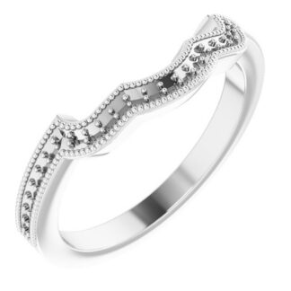 18K White Band Mounting for 5.2 mm Round Ring