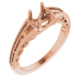 14K Rose 5.2 mm Round Channel-Set Engagement Ring Mounting