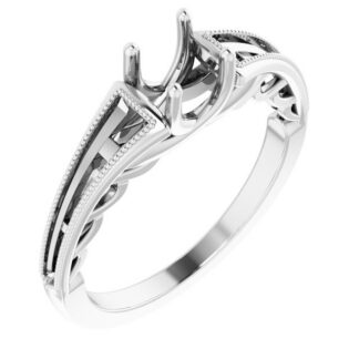 14K X1 White 5.2 mm Round Channel-Set Engagement Ring Mounting