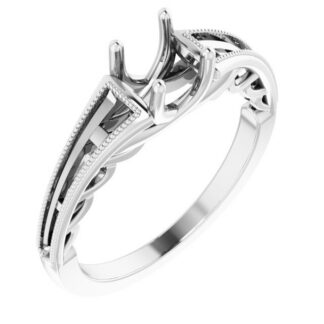 14K X1 White 5.8 mm Round Channel-Set Engagement Ring Mounting