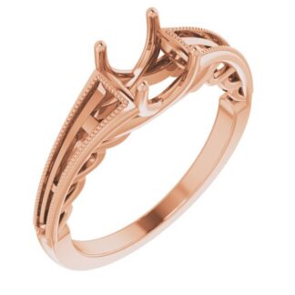 14K Rose 6.5 mm Round Channel-Set Engagement Ring Mounting