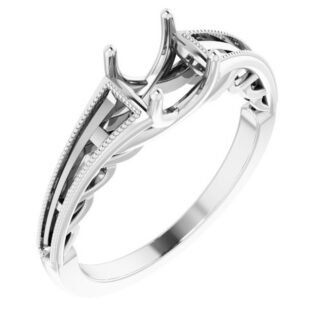 18K White 6.5 mm Round Channel-Set Engagement Ring Mounting