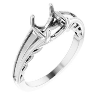 18K White 5.5x5.5 mm Square Channel-Set Engagement Ring Mounting