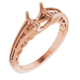 14K Rose 5x5 mm Square Channel-Set Engagement Ring Mounting
