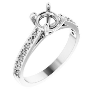 14K X1 White 6.5 mm Round Engagement Ring Mounting