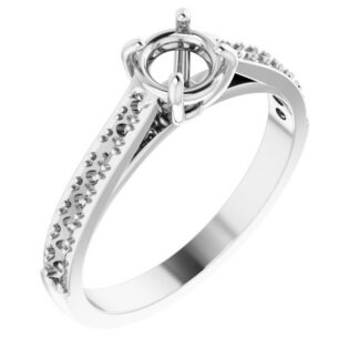 14K X1 White 5.2 mm Round Engagement Ring Mounting