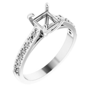 14K X1 White 5.5x5.5 mm Square Engagement Ring Mounting