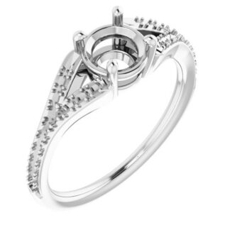 14K X1 White 5.8 mm Round Engagement Ring Mounting