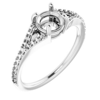 18K White 6.5 mm Round Engagement Ring Mounting