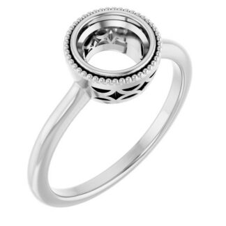 18K White 6.5 mm Round Engagement Ring Mounting