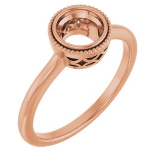 18K Rose 5.8 mm Round Engagement Ring Mounting