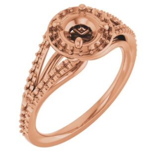 18K Rose 5.8 mm Round Halo-Style Engagement Ring Mounting