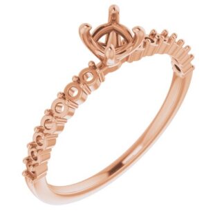 18K Rose 4.1 mm Round Accented Engagement Ring Mounting