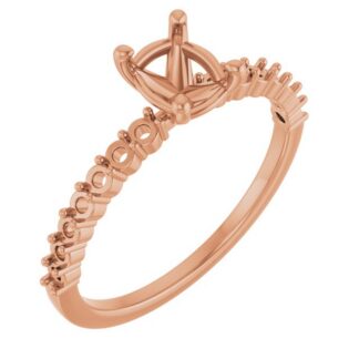 18K Rose 7x5 mm Oval Accented Engagement Ring Mounting