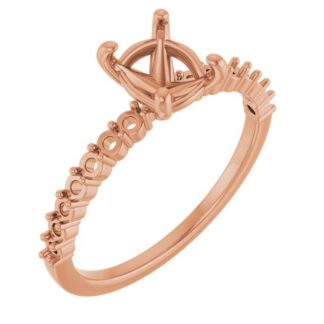 18K Rose 8x6 mm Oval Accented Engagement Ring Mounting