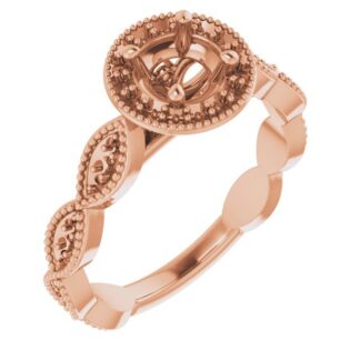 18K Rose 5.2 mm Round Halo-Style Engagement Ring Mounting