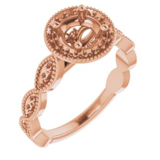 18K Rose 5.8 mm Round Halo-Style Engagement Ring Mounting