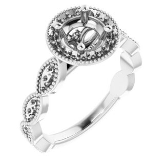 14K X1 White 5.8 mm Round Halo-Style Engagement Ring Mounting