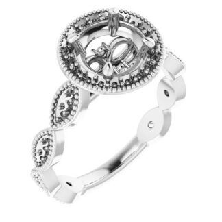 18K White 7 mm Round Halo-Style Engagement Ring Mounting