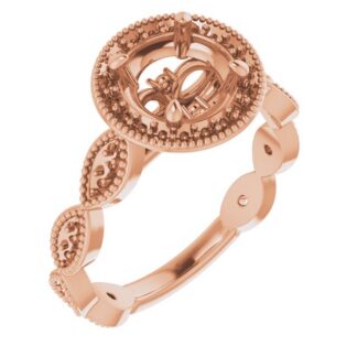 18K Rose 7 mm Round Halo-Style Engagement Ring Mounting